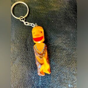 2 vintage wood key chains